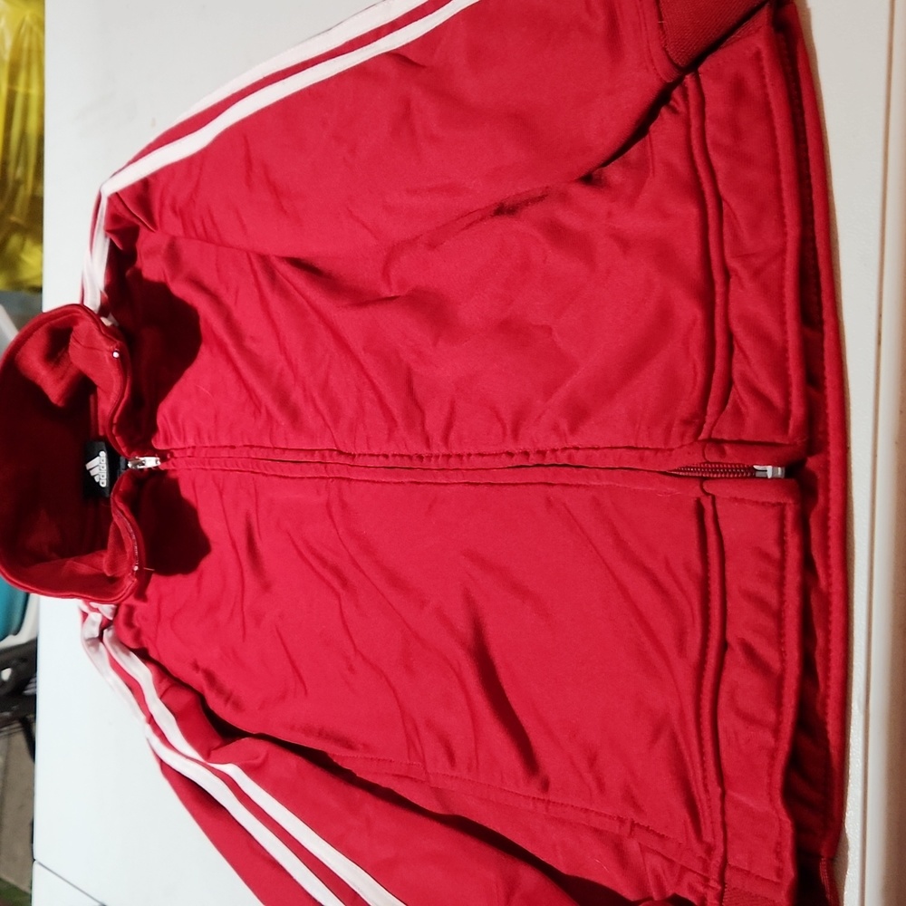 Adidas youth medium red zip-up track jacket